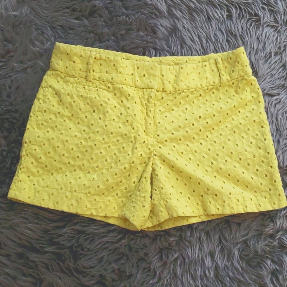 Ann Taylor Loft Riviera Yellow Eyelet Shorts